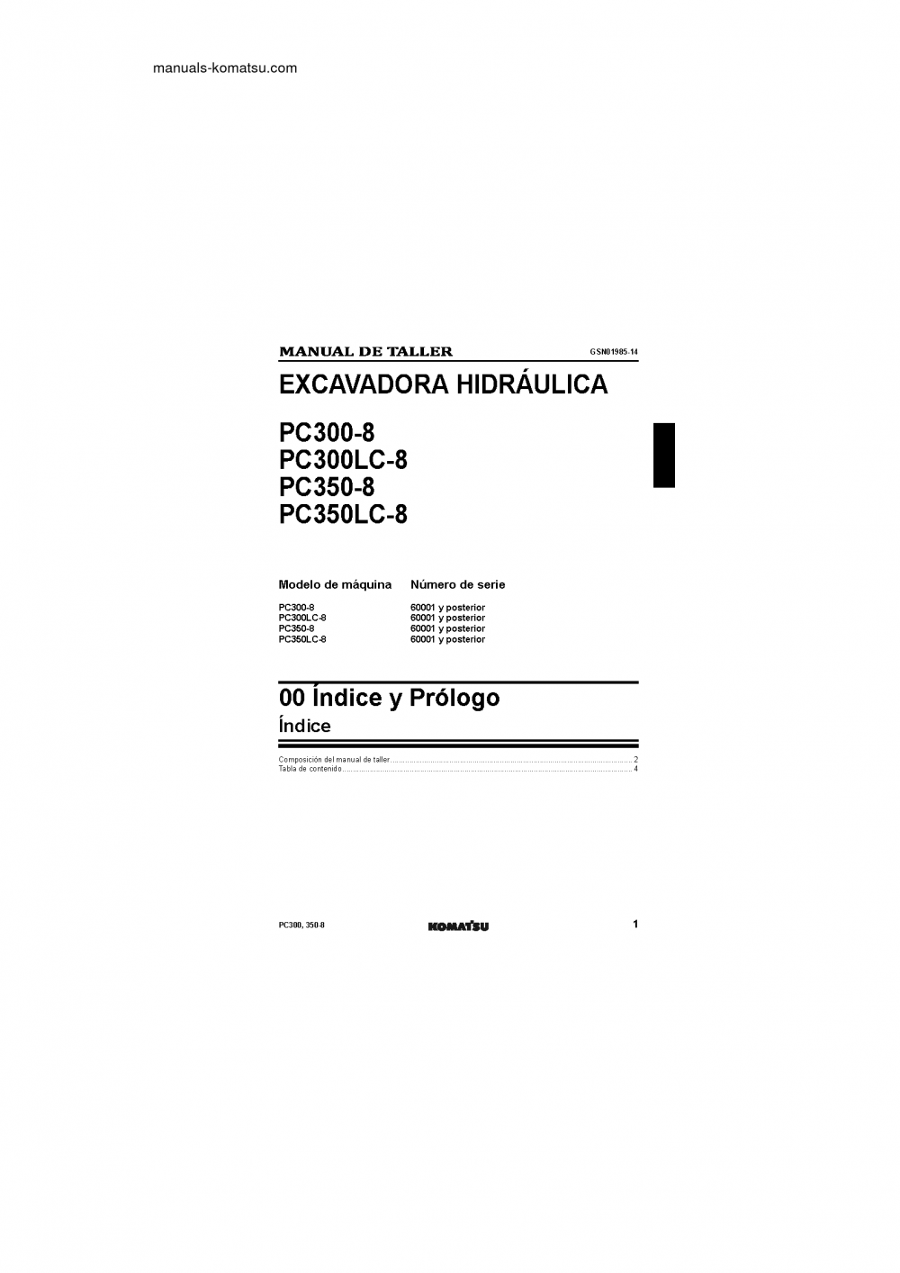 Protected: PC300LC-8(JPN) S/N 60001-UP Shop (repair) manual (Spanish)