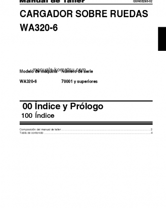 WA320-6(JPN) S/N 70001-UP Shop (repair) manual (Spanish)
