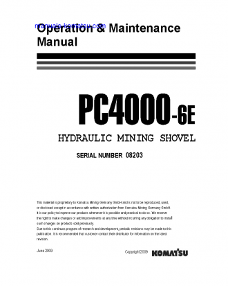 PC4000-6(DEU)-ELECTRIC MOTOR S/N 08203-08203 Operation manual (English)