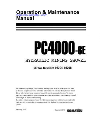 PC4000-6(DEU)-ELECTRIC MOTOR S/N 08204-08204 Operation manual (English)