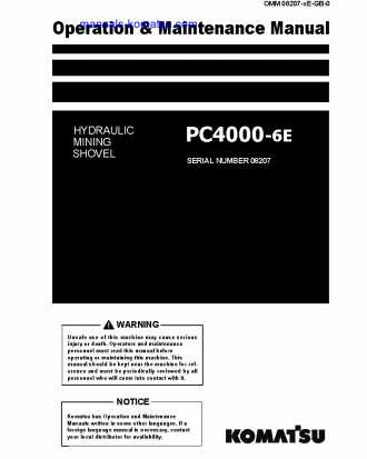 PC4000-6(DEU)-ELECTRIC MOTOR S/N 08207-08207 Operation manual (English)