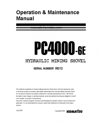 PC4000-6(DEU)-ELECTRIC MOTOR S/N 08212-08212 Operation manual (Portuguese)