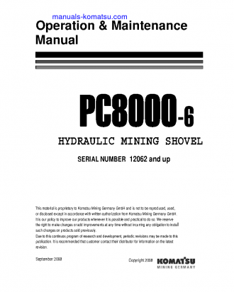 PC8000-6(DEU) S/N 12062-12062 Operation manual (English)