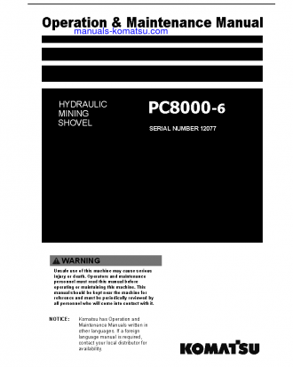 PC8000-6(DEU) S/N 12077-12077 Operation manual (English)