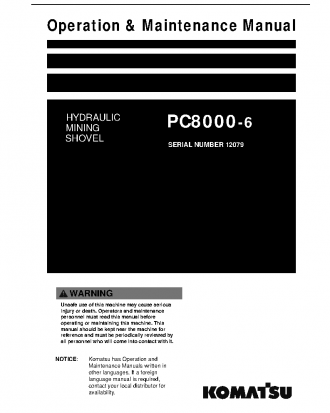 PC8000-6(DEU) S/N 12079-12079 Operation manual (English)