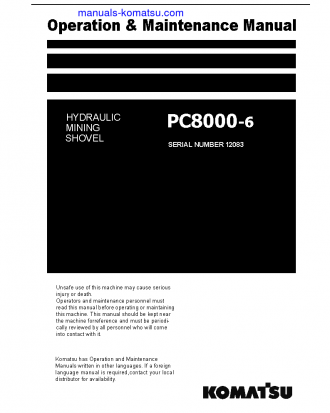 PC8000-6(DEU) S/N 12083-12083 Operation manual (English)