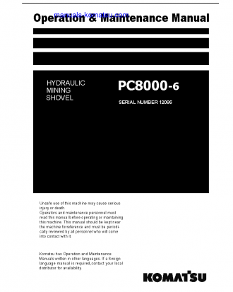 PC8000-6(DEU) S/N 12086-12086 Operation manual (English)