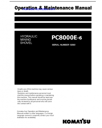 PC8000E-6(DEU) S/N 12093 Operation manual (English)