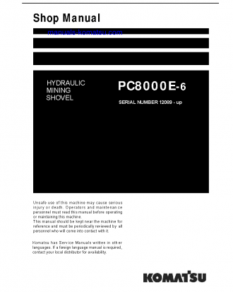 PC8000E-6(DEU) S/N 12089 Shop (repair) manual (English)