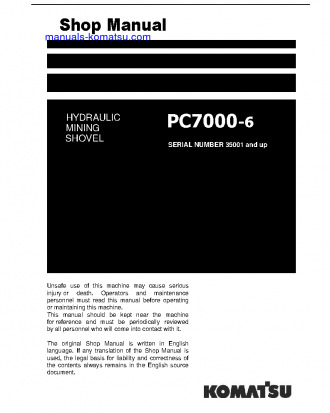 PC7000-6(DEU) S/N 35001-UP Shop (repair) manual (English)