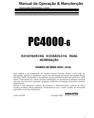 PC4000-6(DEU)-ELECTRIC MOTOR S/N 08206-08206 Operation manual (Portuguese)