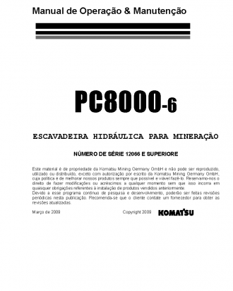 PC8000-6(DEU)-ELECTRIC MOTOR S/N 12066-UP Operation manual (Portuguese)