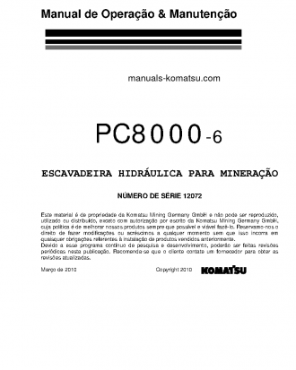 PC8000-6(DEU)-ELECTRIC MOTOR S/N 12072-12072 Operation manual (Portuguese)