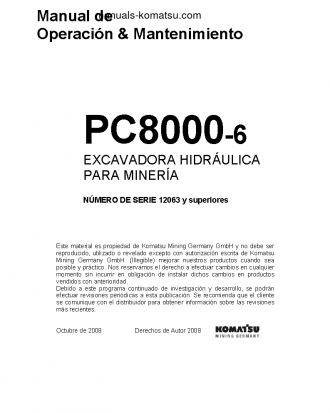 PC8000-6(DEU)-ELECTRIC MOTOR S/N 12063-UP Operation manual (Spanish)