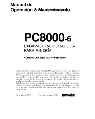 PC8000-6(DEU) S/N 12064-UP Operation manual (Spanish)