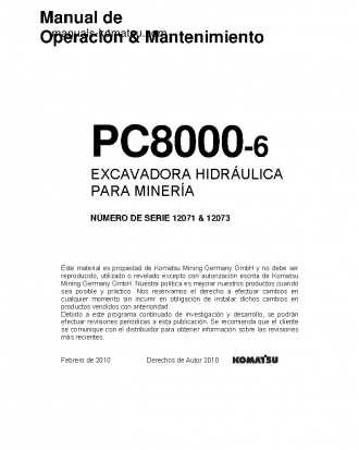 PC8000-6(DEU) S/N 12071-12071 Operation manual (Spanish)