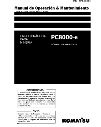 PC8000-6(DEU) S/N 12076-12076 Operation manual (Spanish)