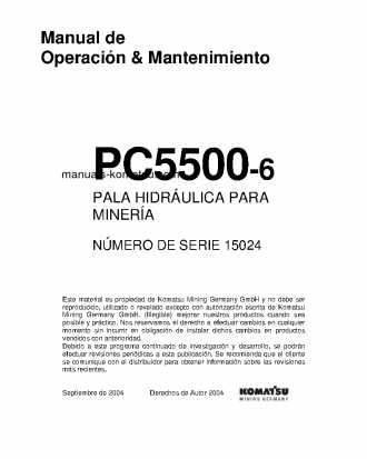PC5500-6(DEU) S/N 15024-15024 Operation manual (Spanish)