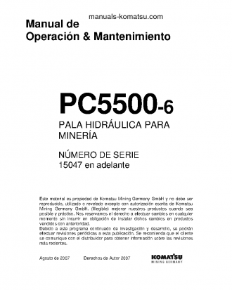 PC5500-6(DEU) S/N 15047 Operation manual (Spanish)