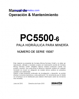PC5500-6(DEU) S/N 15087-15087 Operation manual (Spanish)