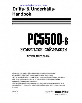 PC5500-6(DEU) S/N 15074-15074 Operation manual (Swedish)