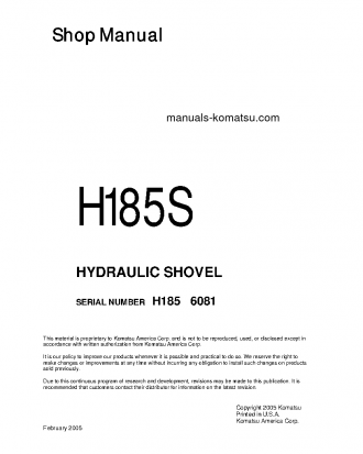 H185S(DEU) S/N 06081 Shop (repair) manual (English)