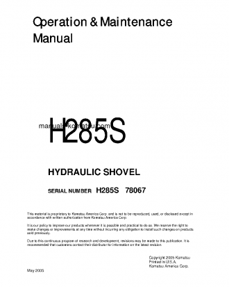 H285S(DEU) S/N 78067 Operation manual (English)