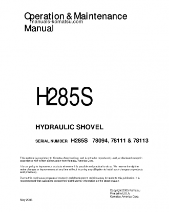 H285S(DEU) S/N 78094 Operation manual (English)
