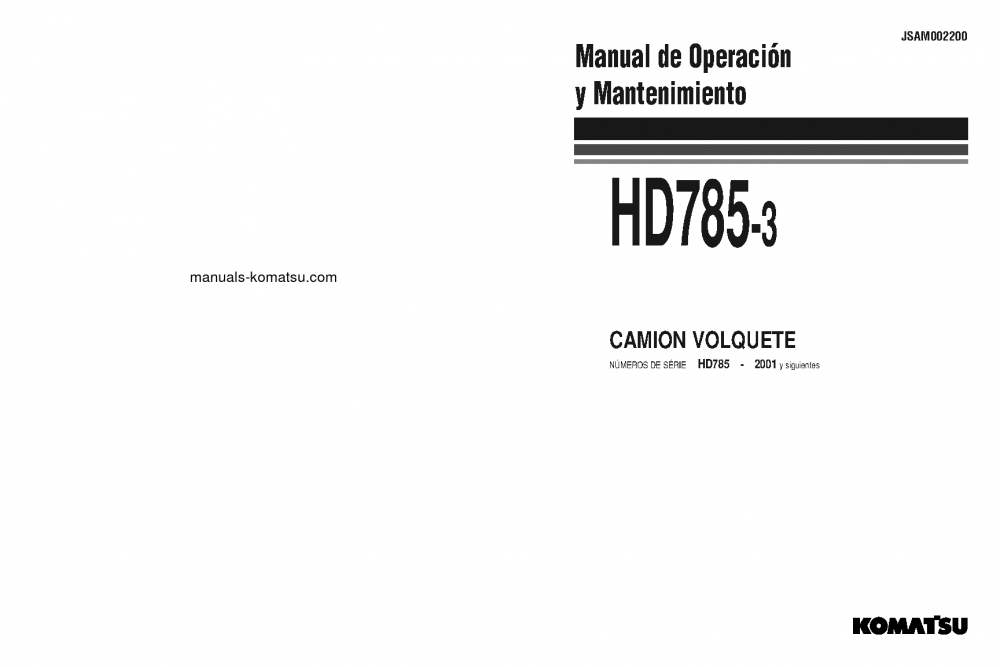 HD785-3(JPN) S/N 2001-UP Operation manual (Spanish)