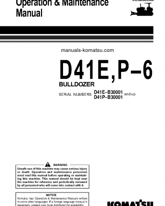 D41E-6(BRA) S/N B30001-UP Operation manual (English)