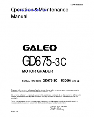 GD675-3(JPN)-FOR N. AMERICA S/N B30001-UP Operation manual (English)