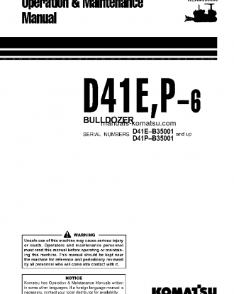 D41P-6(BRA) S/N B35001-B40000 Operation manual (English)