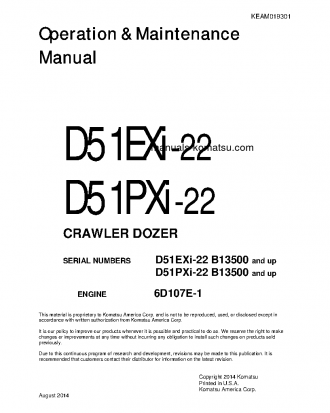 D51EXI-22(BRA) S/N B13500-UP Operation manual (English)