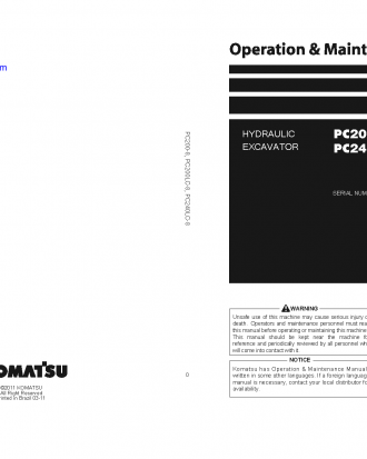 PC240LC-8(BRA) S/N B10001-UP Operation manual (English)