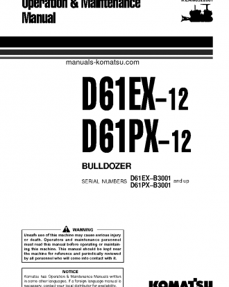 D61EX-12(BRA) S/N B3001-UP Operation manual (English)