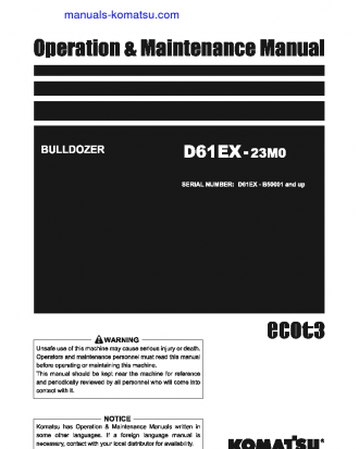 D61EX-23(BRA)-M0 S/N B50001-UP Operation manual (English)