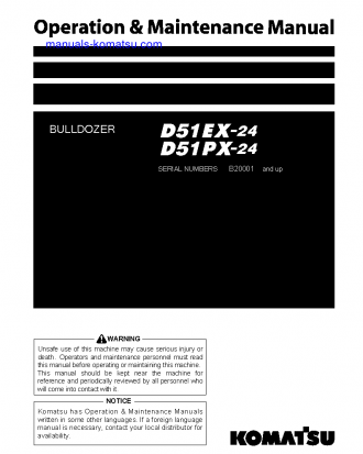 D51PX-24(BRA) S/N B20001-UP Operation manual (English)