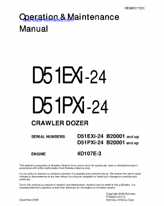 D51EXI-24(BRA) S/N B20001-UP Operation manual (English)