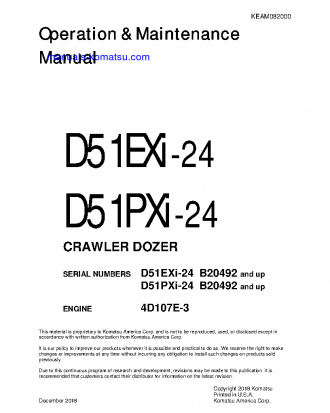 D51EXI-24(BRA) S/N B20492-B20711 Operation manual (English)