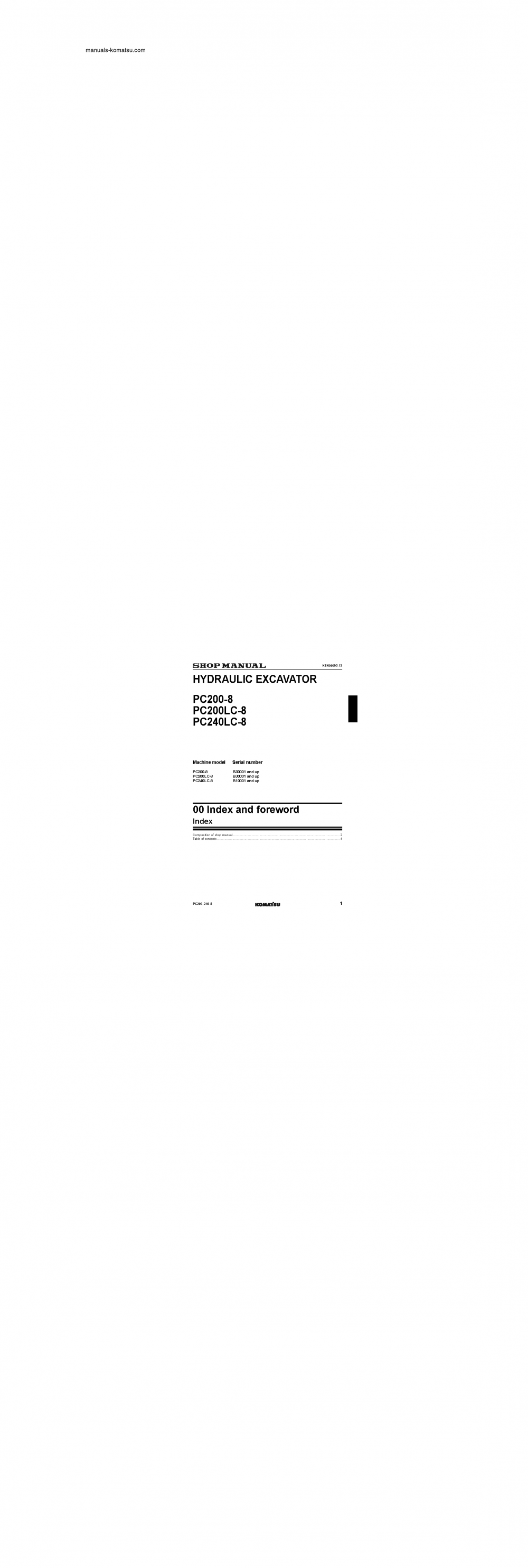 Protected: PC200-8(BRA) S/N B30001-UP Shop (repair) manual (English)