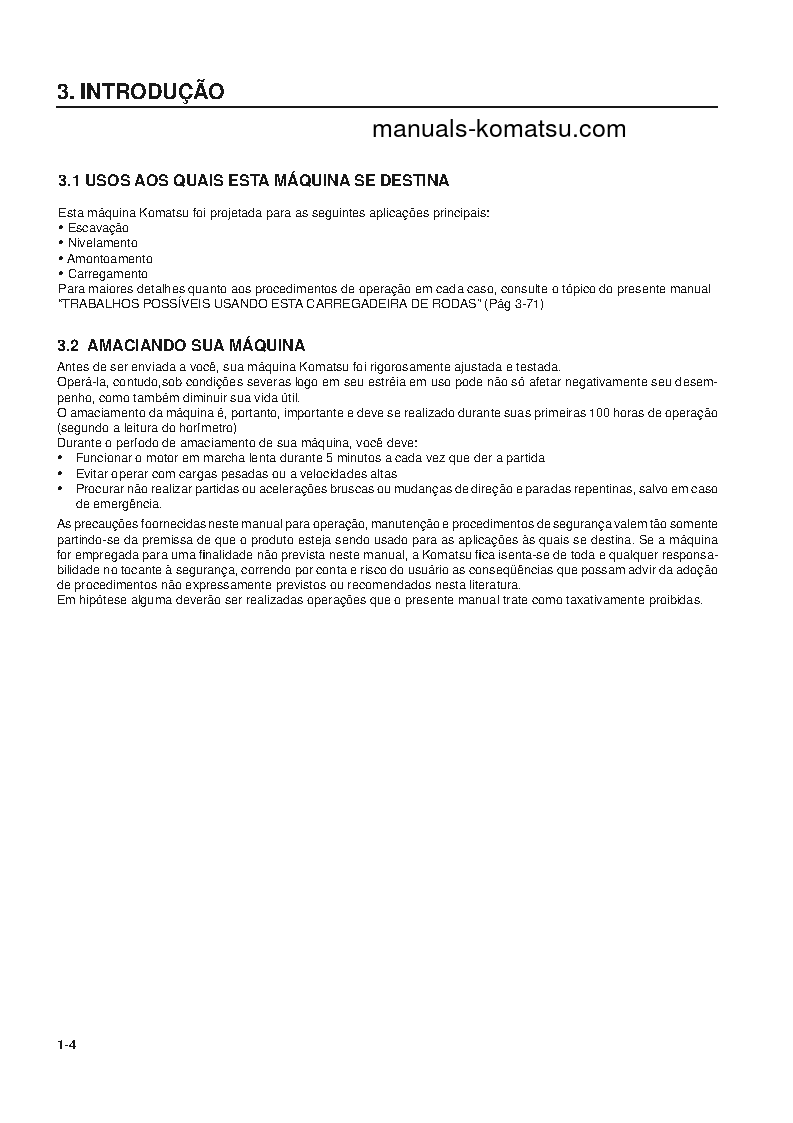 WD900-3(JPN) S/N 50001-UP Operation manual (Portuguese)