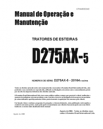 D275AX-5(JPN) S/N 20164-UP Operation manual (Portuguese)