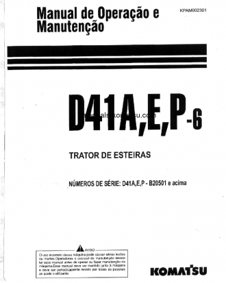 D41E-6(BRA) S/N B20501-UP Operation manual (Portuguese)