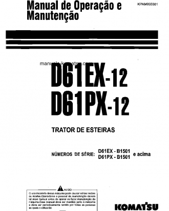 D61EX-12(BRA) S/N B1501-UP Operation manual (Portuguese)