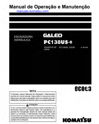 PC138US-8(GBR) S/N 22056-UP Operation manual (Portuguese)
