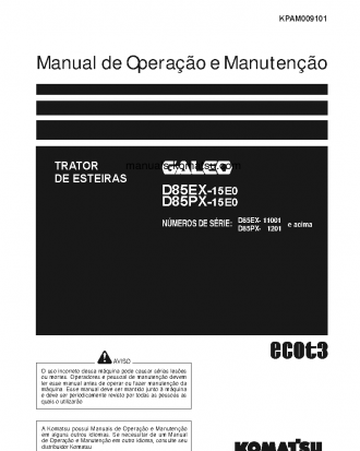 D85EX-15(JPN)-E0 S/N 11001-UP Operation manual (Portuguese)