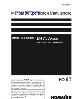 D475A-5(JPN)-E0 S/N 30001-UP Operation manual (Portuguese)