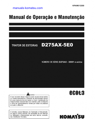 D275AX-5(JPN)-E0 S/N 30001-30131 Operation manual (Portuguese)