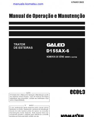 D155AX-6(JPN) S/N 80001-UP Operation manual (Portuguese)