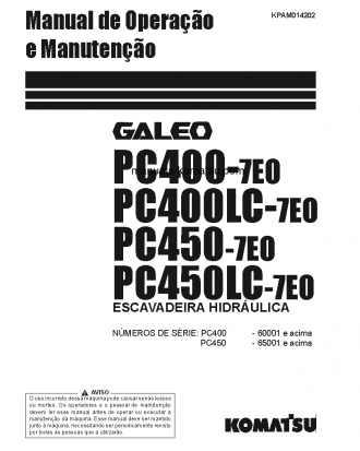 PC400-7(JPN)-E0 S/N 60001-UP Operation manual (Portuguese)